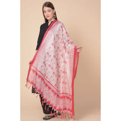 Mayawye Women's Art Silk Printed Dupatta (Red, Length: 2.25 to 2.50 Mtr)
