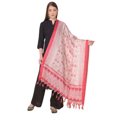 Mayawye Women's Art Silk Printed Dupatta (Red, Length: 2.25 to 2.50 Mtr)