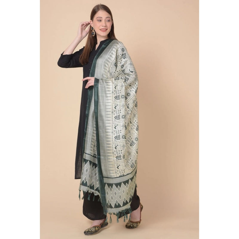 Mayawye Women's Art Silk Printed Dupatta (Grey, Length: 2.25 to 2.50 Mtr)