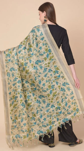 Mayawye Women's Art Silk Printed Dupatta (Gold, Length: 2.25 to 2.50 Mtr)