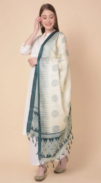 Mayawye Women's Art Silk Printed Dupatta (Grey, Length: 2.25 to 2.50 Mtr)