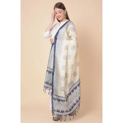 Mayawye Women's Art Silk Printed Dupatta (Blue, Length: 2.25 to 2.50 Mtr)