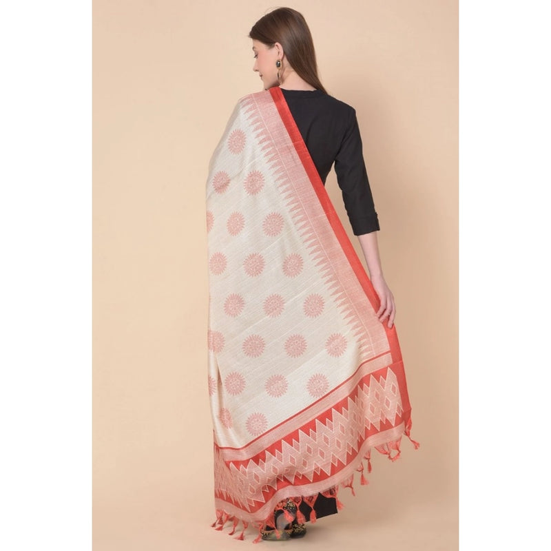 Mayawye Women's Art Silk Printed Dupatta (Red, Length: 2.25 to 2.50 Mtr)