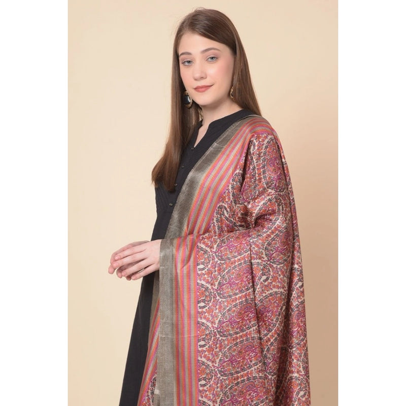 Mayawye Women's Art Silk Printed Dupatta (Grey, Length: 2.25 to 2.50 Mtr)