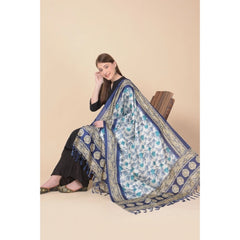 Mayawye Women's Art Silk Printed Dupatta (Blue, Length: 2.25 to 2.50 Mtr)