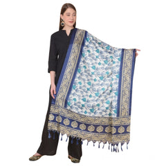Mayawye Women's Art Silk Printed Dupatta (Blue, Length: 2.25 to 2.50 Mtr)