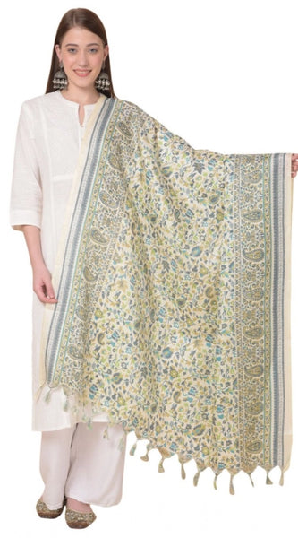 Mayawye Women's Art Silk Printed Dupatta (Off White, Length: 2.25 to 2.50 Mtr)