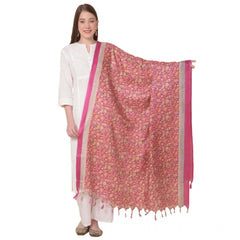 Mayawye Women's Art Silk Printed Dupatta (Pink, Length: 2.25 to 2.50 Mtr)