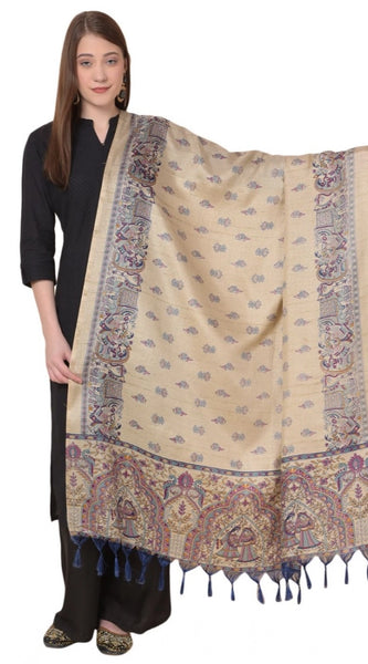 Mayawye Women's Art Silk Printed Dupatta (Gold, Length: 2.25 to 2.50 Mtr)