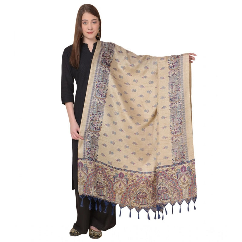 Mayawye Women's Art Silk Printed Dupatta (Gold, Length: 2.25 to 2.50 Mtr)