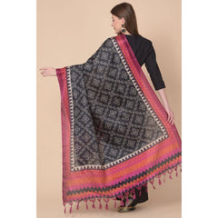 Mayawye Women's Art Silk Printed Dupatta (Black, Length: 2.25 to 2.50 Mtr)