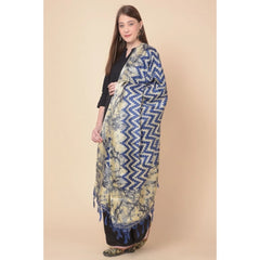 Mayawye Women's Art Silk Printed Dupatta (Blue, Length: 2.25 to 2.50 Mtr)