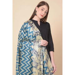 Mayawye Women's Art Silk Printed Dupatta (Blue, Length: 2.25 to 2.50 Mtr)