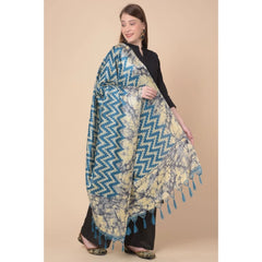 Mayawye Women's Art Silk Printed Dupatta (Blue, Length: 2.25 to 2.50 Mtr)