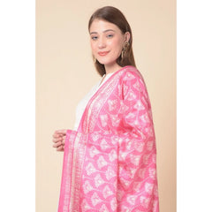 Mayawye Women's Art Silk Printed Dupatta (Pink, Length: 2.25 to 2.50 Mtr)