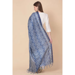 Mayawye Women's Art Silk Printed Dupatta (Blue, Length: 2.25 to 2.50 Mtr)
