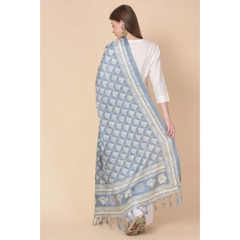 Mayawye Women's Art Silk Printed Dupatta (Grey, Length: 2.25 to 2.50 Mtr)