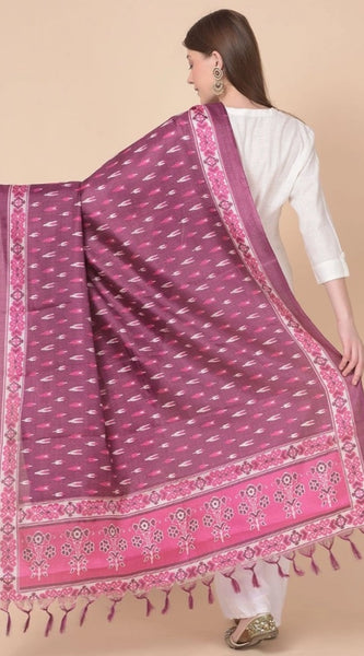 Mayawye Women's Art Silk Printed Dupatta (Purple, Length: 2.25 to 2.50 Mtr)