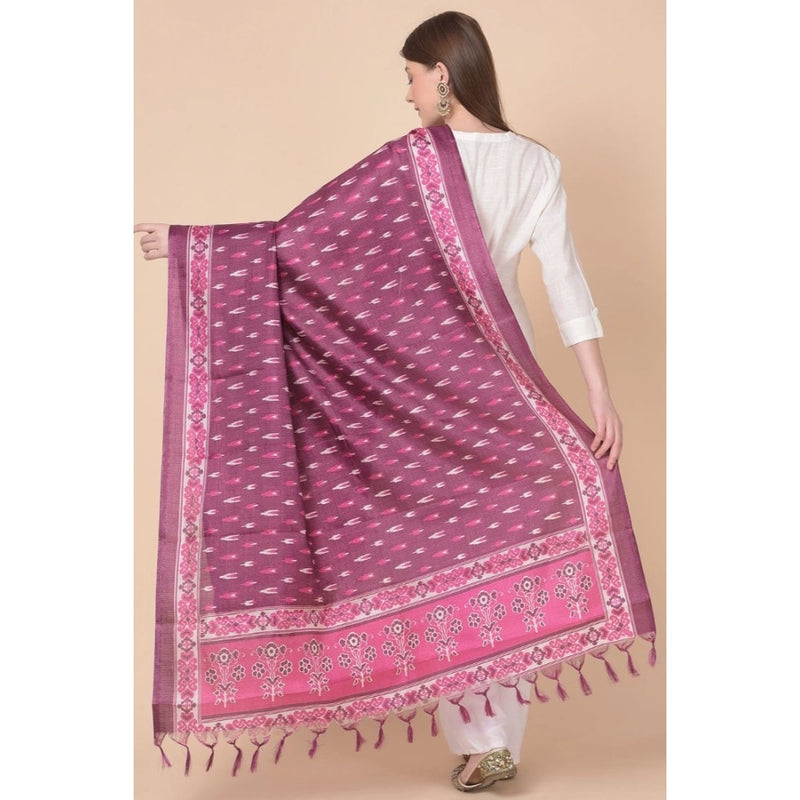 Mayawye Women's Art Silk Printed Dupatta (Purple, Length: 2.25 to 2.50 Mtr)