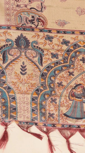 Mayawye Women's Art Silk Printed Dupatta (Gold, Length: 2.25 to 2.50 Mtr)