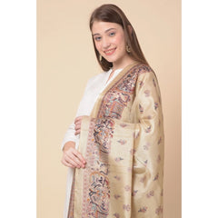 Mayawye Women's Art Silk Printed Dupatta (Gold, Length: 2.25 to 2.50 Mtr)