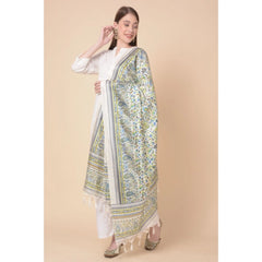 Mayawye Women's Art Silk Printed Dupatta (Grey, Length: 2.25 to 2.50 Mtr)