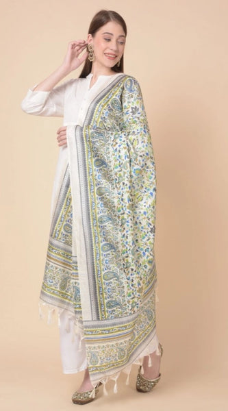 Mayawye Women's Art Silk Printed Dupatta (Grey, Length: 2.25 to 2.50 Mtr)