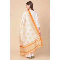 Mayawye Women's Art Silk Printed Dupatta (Orange, Length: 2.25 to 2.50 Mtr)