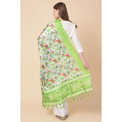 Mayawye Women's Art Silk Printed Dupatta (Light Green, Length: 2.25 to 2.50 Mtr)