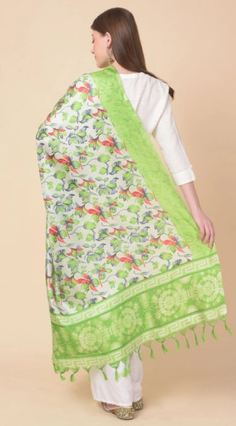 Mayawye Women's Art Silk Printed Dupatta (Light Green, Length: 2.25 to 2.50 Mtr)