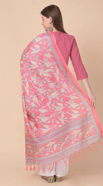 Mayawye Women's Art Silk Printed Dupatta (Pink, Length: 2.25 to 2.50 Mtr)