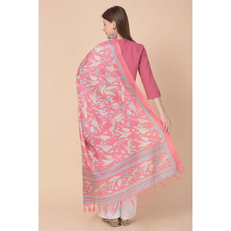 Mayawye Women's Art Silk Printed Dupatta (Pink, Length: 2.25 to 2.50 Mtr)