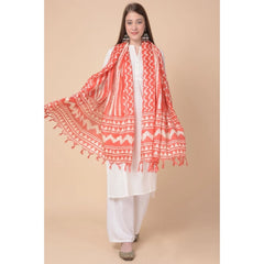 Mayawye Women's Art Silk Printed Dupatta (Orange, Length: 2.25 to 2.50 Mtr)