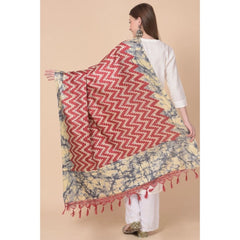 Mayawye Women's Art Silk Printed Dupatta (Maroon, Length: 2.25 to 2.50 Mtr)