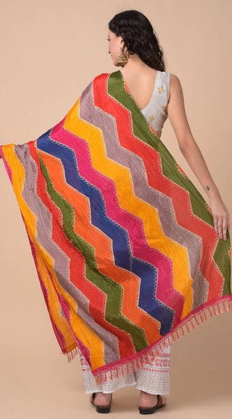Mayawye Women's Chanderi Printed Dupatta (Multicolor, Length: 2.25 to 2.50 Mtr)