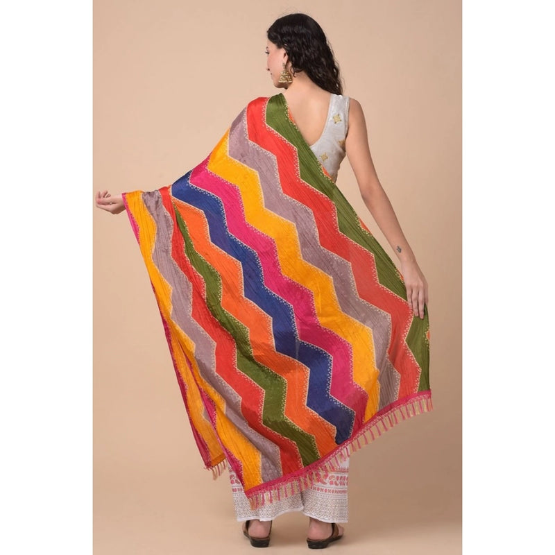 Mayawye Women's Chanderi Printed Dupatta (Multicolor, Length: 2.25 to 2.50 Mtr)