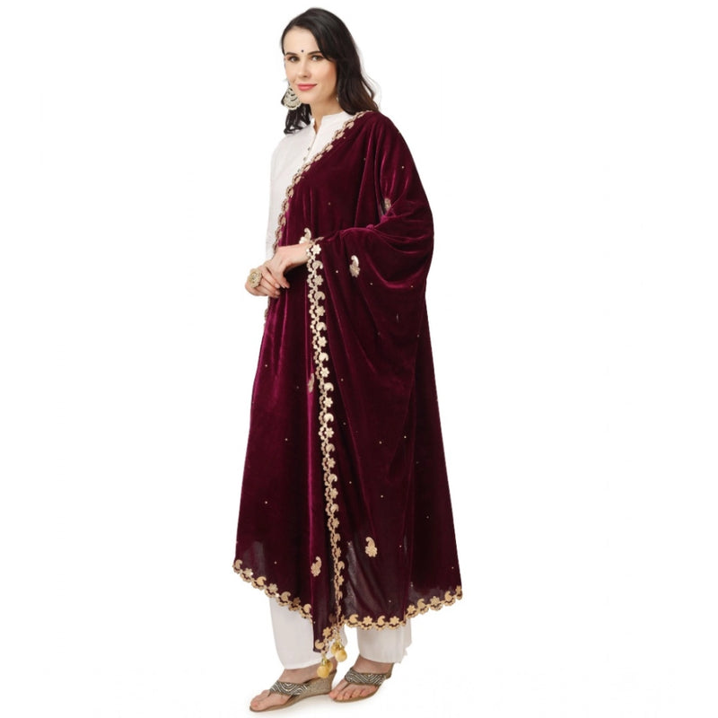 Mayawye Women's Velvet Gotta Patti Dupatta (Purple, Length: 2.25 to 2.50 Mtr)