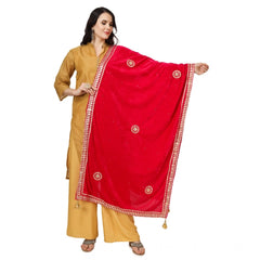 Mayawye Women's Velvet Gotta Patti Dupatta (Pink, Length: 2.25 to 2.50 Mtr)