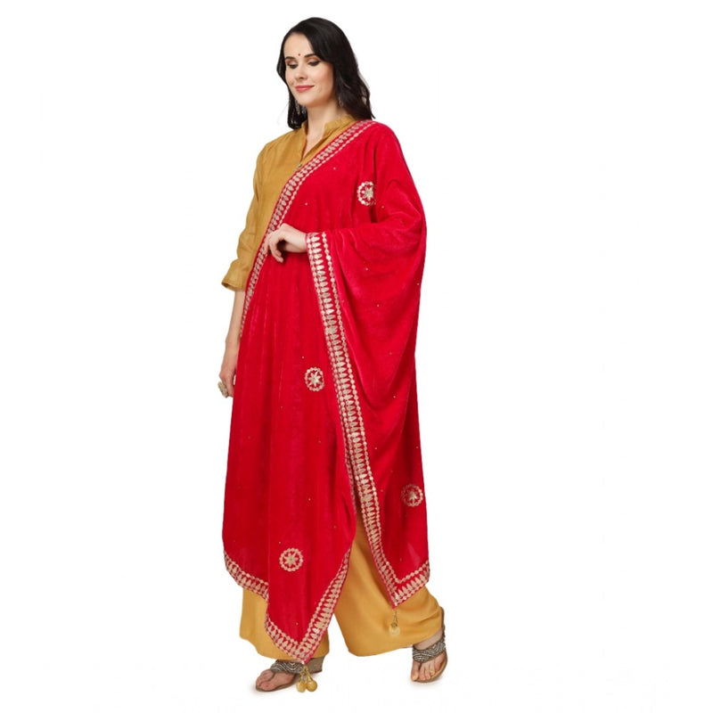 Mayawye Women's Velvet Gotta Patti Dupatta (Pink, Length: 2.25 to 2.50 Mtr)