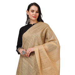 Mayawye Women's Chanderi Solid Dupatta (Gold, Length: 2.25 to 2.50 Mtr)