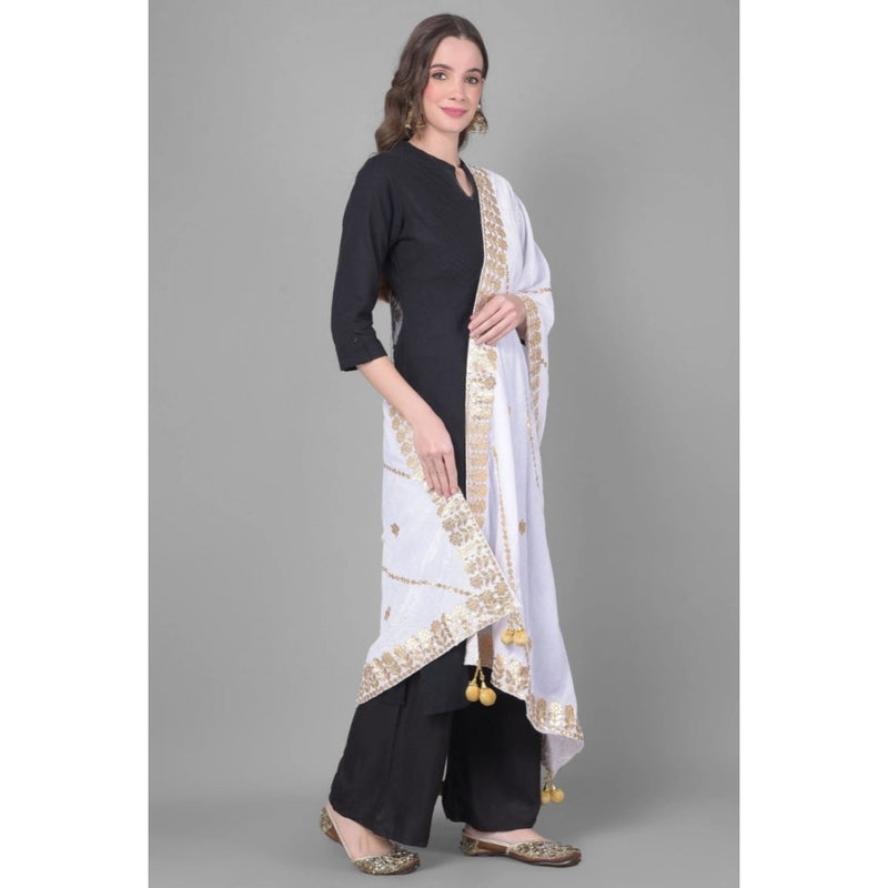 Mayawye Women's Velvet Gotta Patti Dupatta (Off White, Length: 2.25 to 2.50 Mtr)