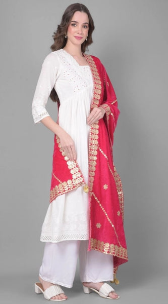 Mayawye Women's Velvet Gotta Patti Dupatta (Pink, Length: 2.25 to 2.50 Mtr)