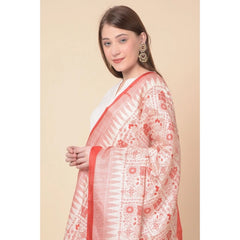 Mayawye Women's Art Silk Printed Dupatta (Orange, Length: 2.25 to 2.50 Mtr)