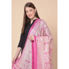 Mayawye Women's Art Silk Printed Dupatta (Pink, Length: 2.25 to 2.50 Mtr)