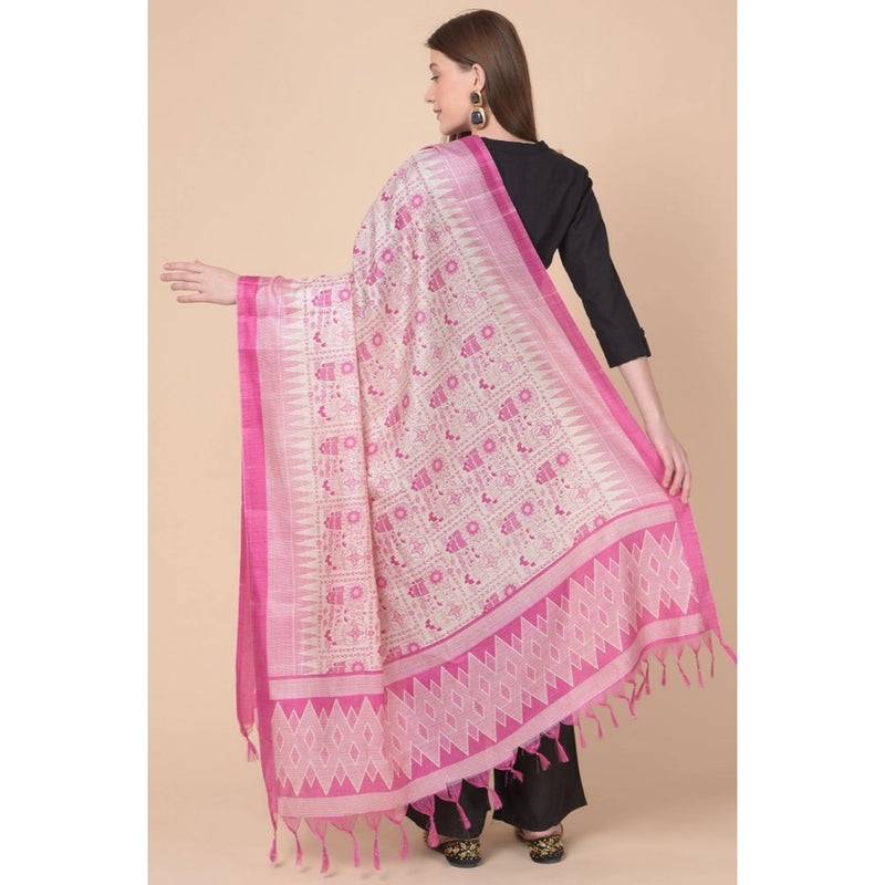 Mayawye Women's Art Silk Printed Dupatta (Pink, Length: 2.25 to 2.50 Mtr)