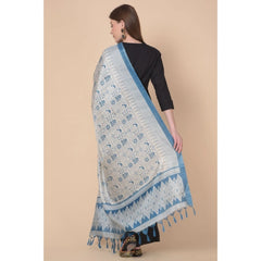 Mayawye Women's Art Silk Printed Dupatta (Turquoise, Length: 2.25 to 2.50 Mtr)