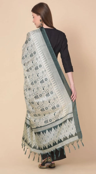 Mayawye Women's Art Silk Printed Dupatta (Grey, Length: 2.25 to 2.50 Mtr)