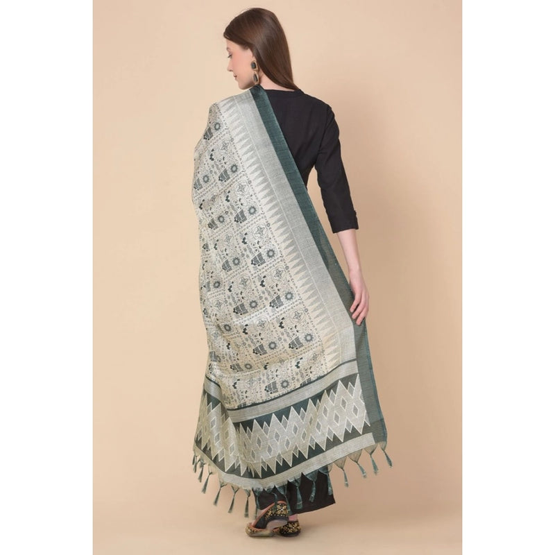 Mayawye Women's Art Silk Printed Dupatta (Grey, Length: 2.25 to 2.50 Mtr)