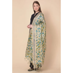 Mayawye Women's Art Silk Printed Dupatta (Gold, Length: 2.25 to 2.50 Mtr)