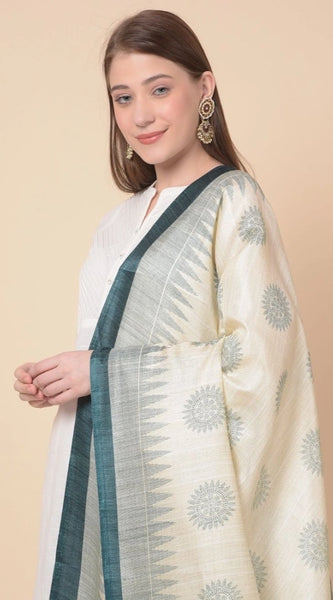 Mayawye Women's Art Silk Printed Dupatta (Grey, Length: 2.25 to 2.50 Mtr)